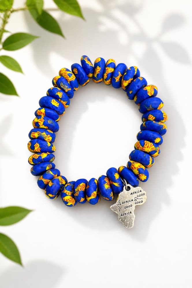 Lapis Krobo Bead, handmade bracelets by Star Beads
