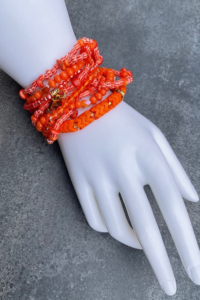 Tangerine Wrap, handmade bracelets by Star Beads