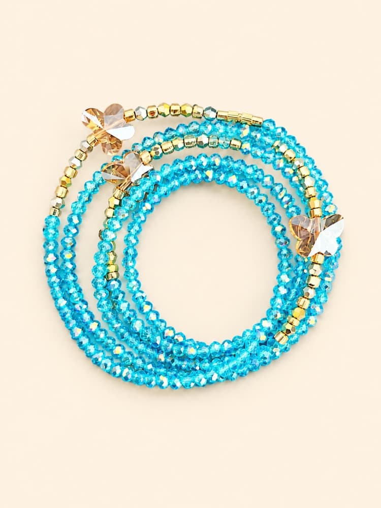 Aqua Butterfly, handmade waist beads by Star Beads