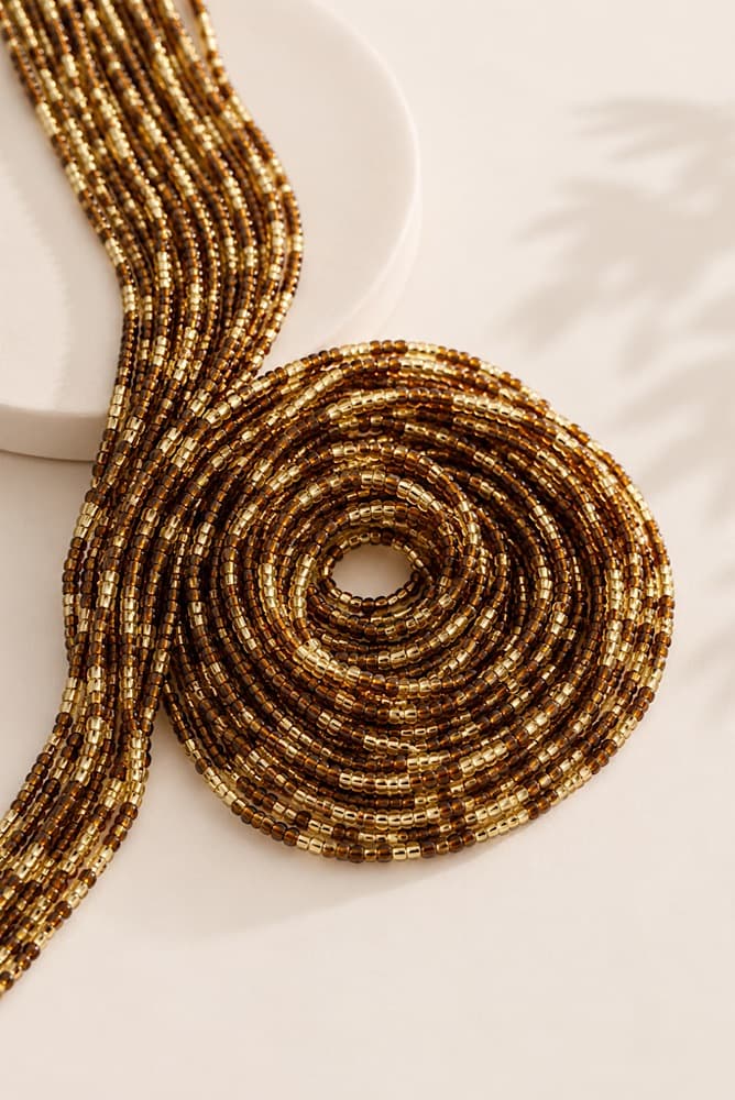 Tiger’s Gold, handmade waist beads by Star Beads