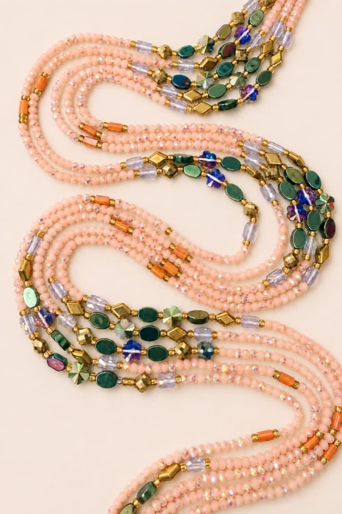 Blush Garden, handmade waist beads by Star Beads