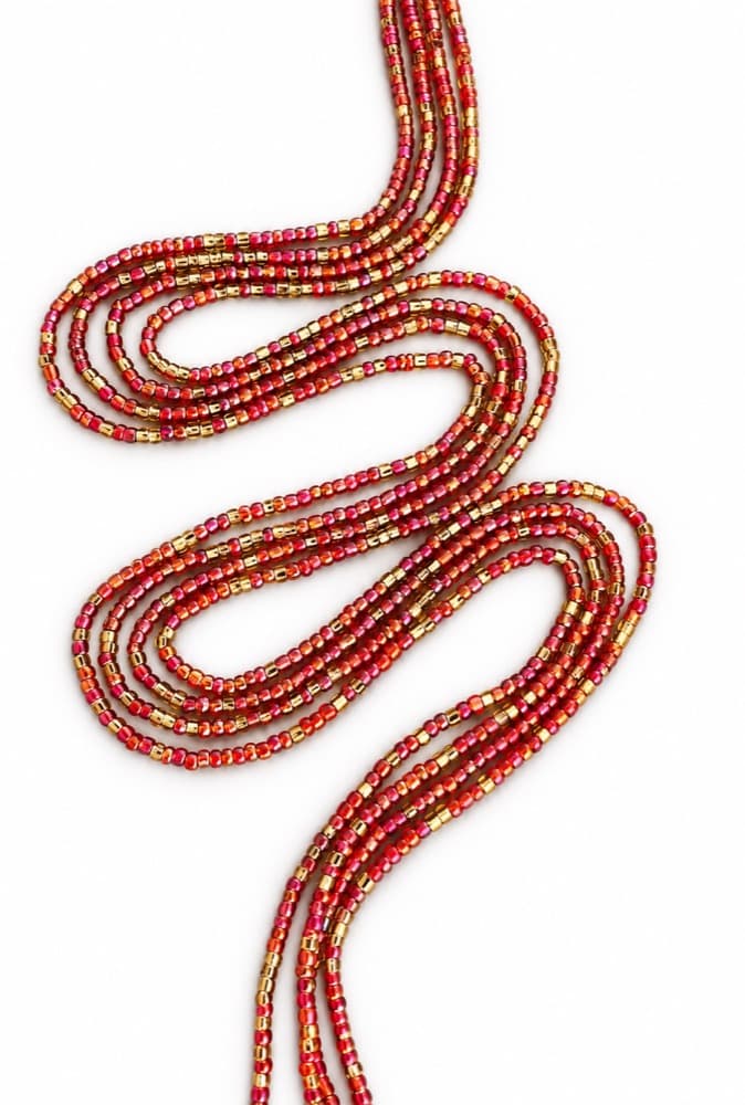 Ruby Coil, handmade waist beads by Star Beads